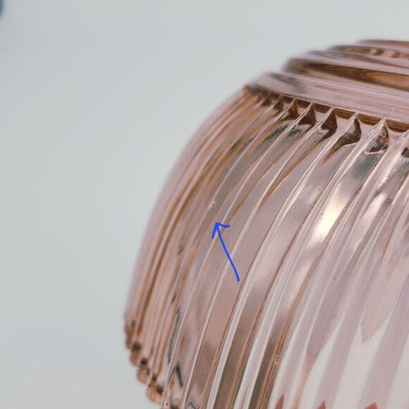 Anchor Hocking Pink Depression Glass Bowl 8.75" Queen Mary Vertical Ribbed VTG - Picture 11 of 11